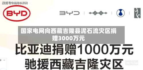 国家电网向西藏吉隆县泥石流灾区捐赠3000万元