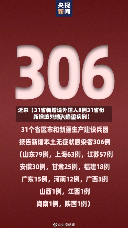 近来【31省新增境外输入8例31省份新增境外输入确诊病例】