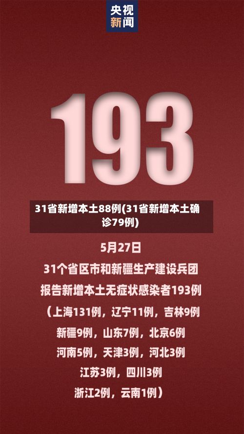31省新增本土88例(31省新增本土确诊79例)