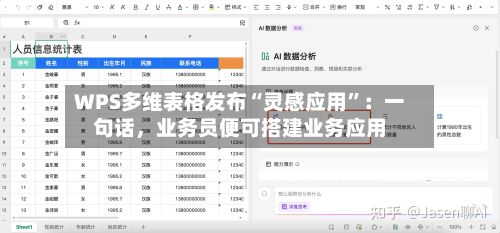 WPS多维表格发布“灵感应用”:一句话,业务员便可搭建业务应用