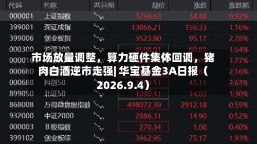 市场放量调整，算力硬件集体回调，猪肉白酒逆市走强| 华宝基金3A日报（2026.9.4）-第1张图片