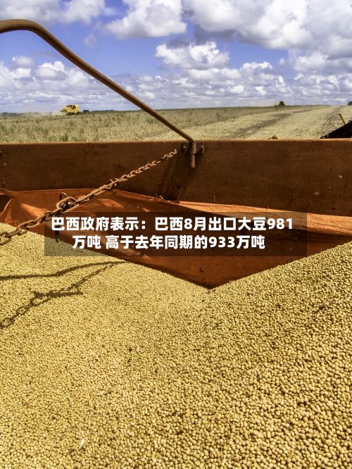 巴西政府表示:巴西8月出口大豆981万吨 高于去年同期的933万吨