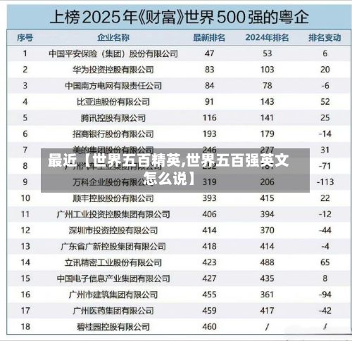 最近【世界五百精英,世界五百强英文怎么说】-第2张图片