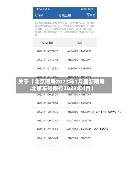 关于【北京限号2023年1月最新限号,北京车号限行2023年4月】