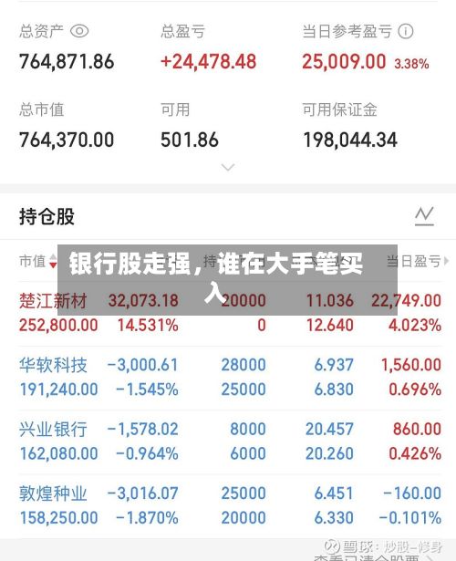 银行股走强，谁在大手笔买入