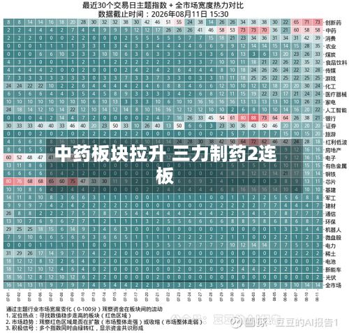 中药板块拉升 三力制药2连板