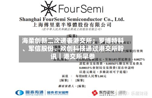 海柔创新二次递表港交所；罗博特科、军信股份	、欢创科技通过港交所聆讯｜港交所早参-第2张图片