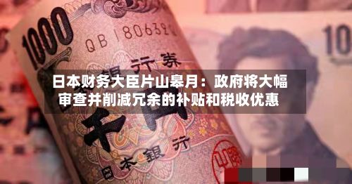 日本财务大臣片山皋月:政府将大幅审查并削减冗余的补贴和税收优惠