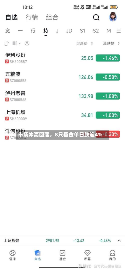 市场冲高回落，8只基金单日跌逾4%-第3张图片