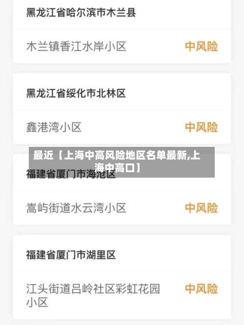 最近【上海中高风险地区名单最新,上海中高口】