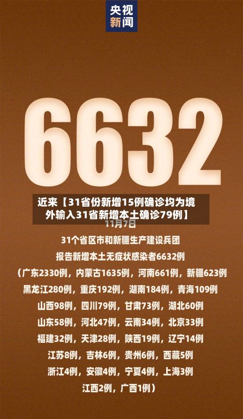 近来【31省份新增15例确诊均为境外输入31省新增本土确诊79例】