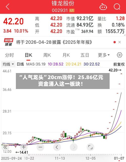 “人气龙头	”20cm涨停！25.86亿元资金涌入这一板块！-第2张图片