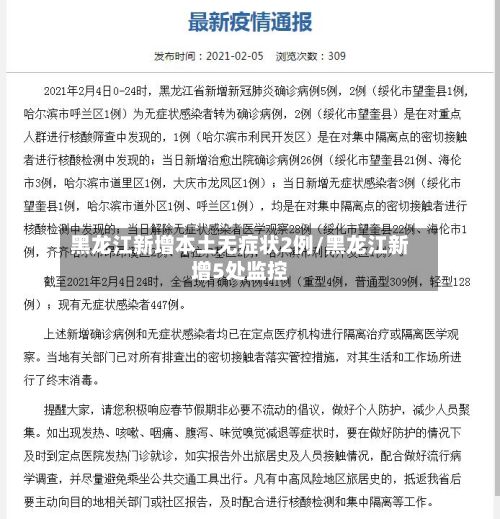 黑龙江新增本土无症状2例/黑龙江新增5处监控-第2张图片